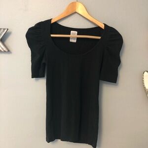 Zara Trafaluc black top poofy shoulder size small